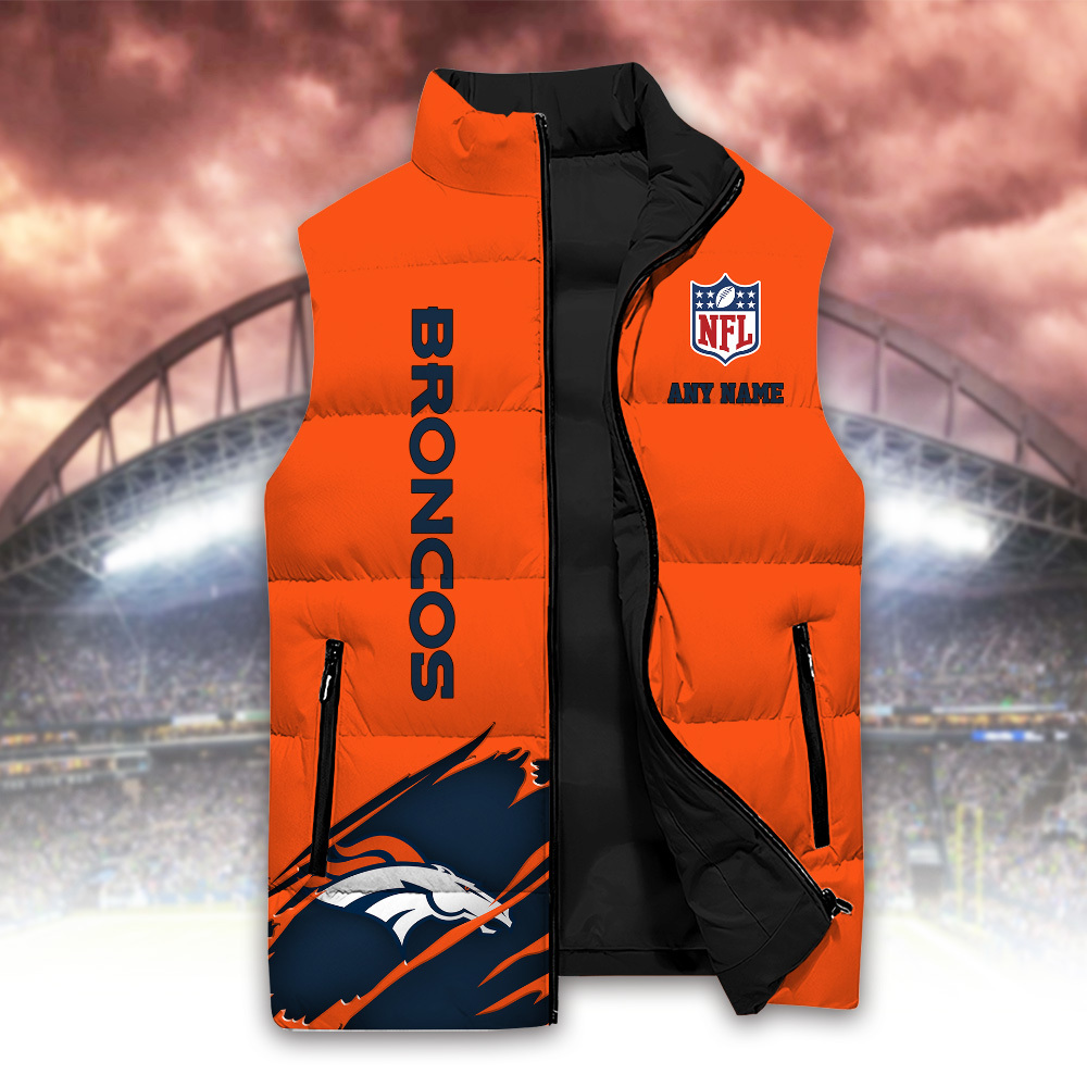 Denver Broncos Personalized Skull Sleeveless Down Vest V2 SP26092310DS02 - Famjoys Denver Broncos Personalized Skull Sleeveless Down Vest V2 SP26092310DS02 - Famjoys