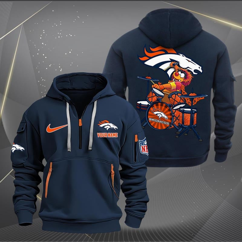 Denver Broncos Premium Personalized Quarter Zip Hoodie AZBTCQZH000010 - Famjoys Denver Broncos Premium Personalized Quarter Zip Hoodie AZBTCQZH000010 - Famjoys