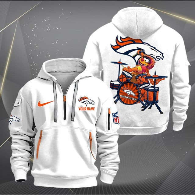 Denver Broncos Premium Personalized Quarter Zip Hoodie AZBTCQZH000010 - Famjoys Denver Broncos Premium Personalized Quarter Zip Hoodie AZBTCQZH000010 - Famjoys
