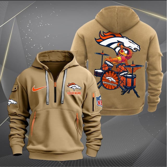 Denver Broncos Premium Personalized Quarter Zip Hoodie AZBTCQZH000010 - Famjoys Denver Broncos Premium Personalized Quarter Zip Hoodie AZBTCQZH000010 - Famjoys