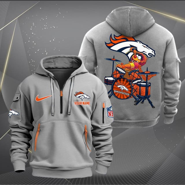 Denver Broncos Premium Personalized Quarter Zip Hoodie AZBTCQZH000010 - Famjoys Denver Broncos Premium Personalized Quarter Zip Hoodie AZBTCQZH000010 - Famjoys