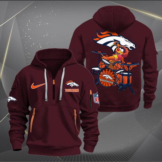 Denver Broncos Premium Personalized Quarter Zip Hoodie AZBTCQZH000010 - Famjoys Denver Broncos Premium Personalized Quarter Zip Hoodie AZBTCQZH000010 - Famjoys