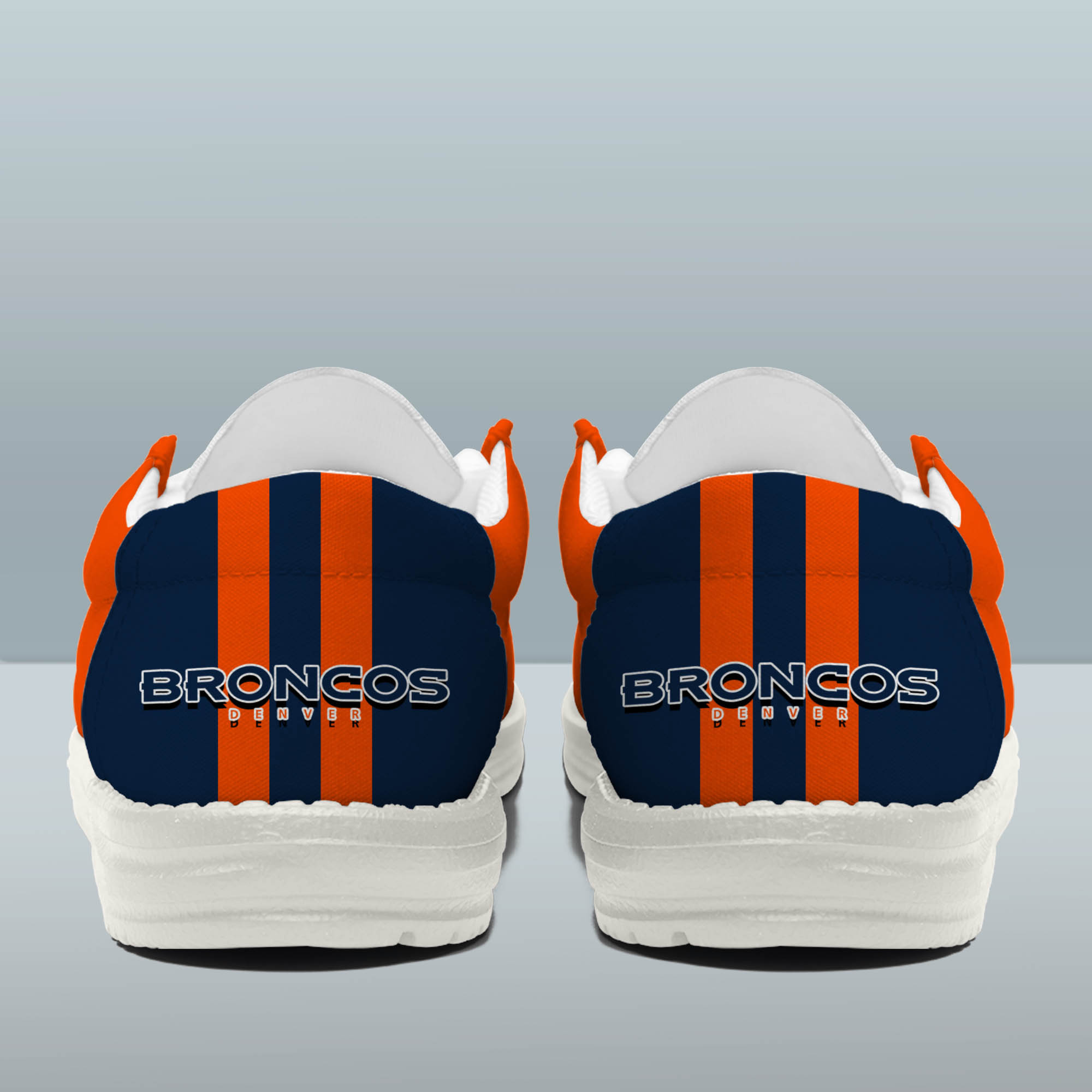 Denver Broncos Team White Canvas Loafer Shoes Personalized Your Name - Famjoys Denver Broncos Team White Canvas Loafer Shoes Personalized Your Name - Famjoys