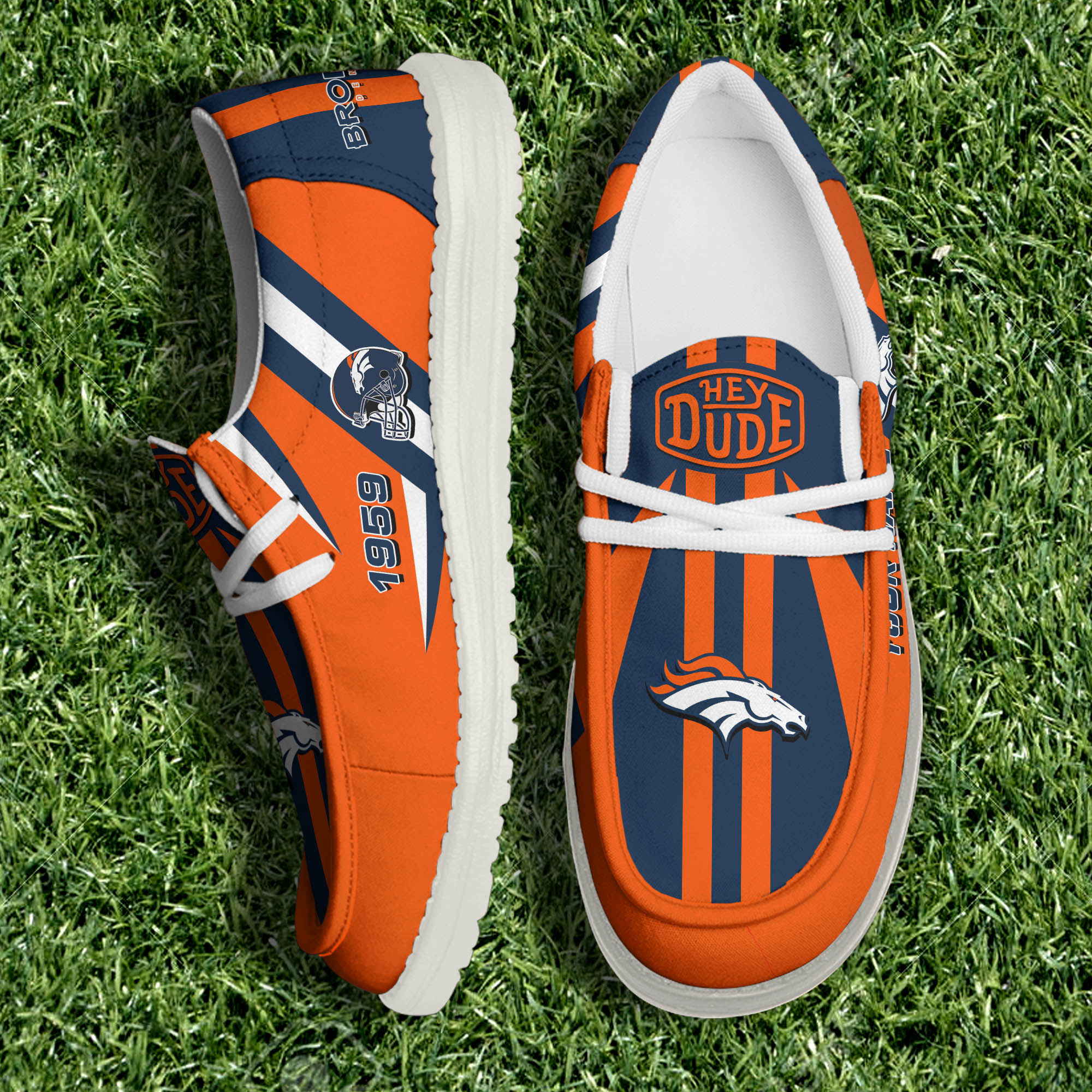 Denver Broncos Team White Canvas Loafer Shoes Personalized Your Name - Famjoys Denver Broncos Team White Canvas Loafer Shoes Personalized Your Name - Famjoys