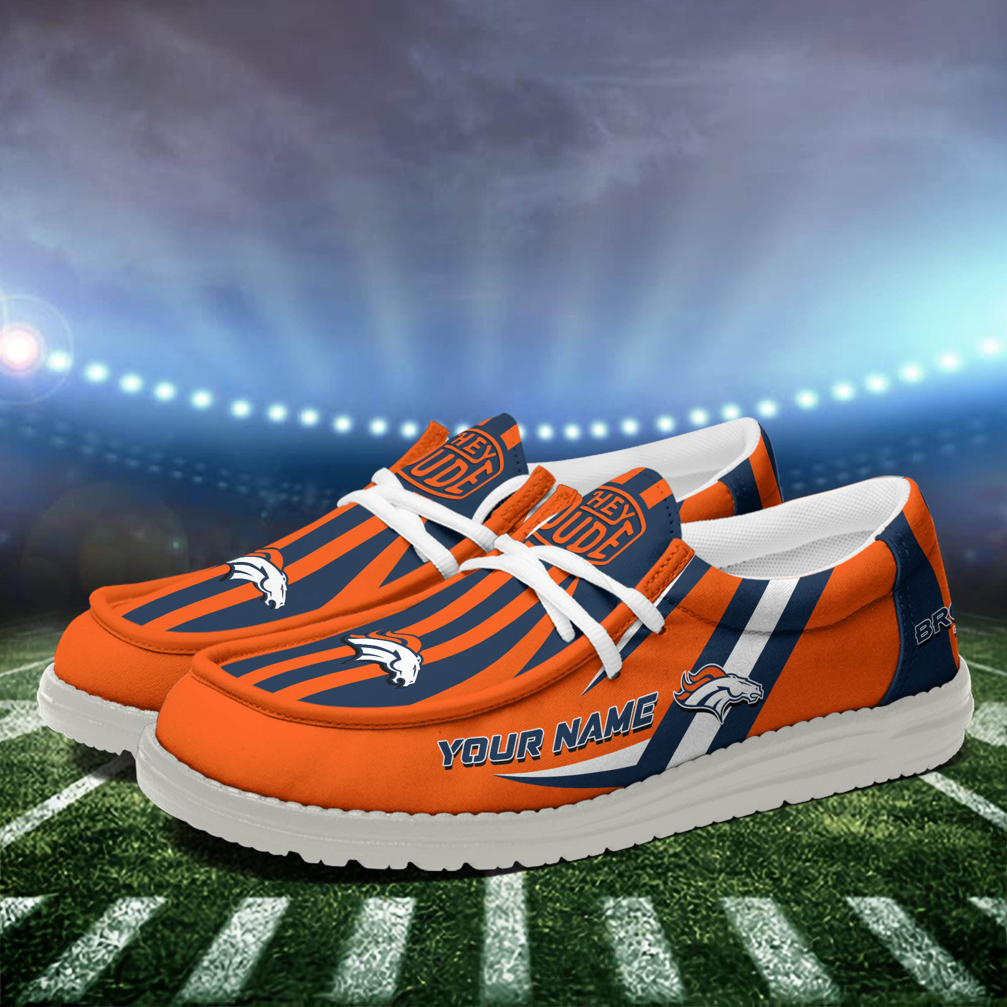 Denver Broncos Team White Canvas Loafer Shoes Personalized Your Name - Famjoys Denver Broncos Team White Canvas Loafer Shoes Personalized Your Name - Famjoys