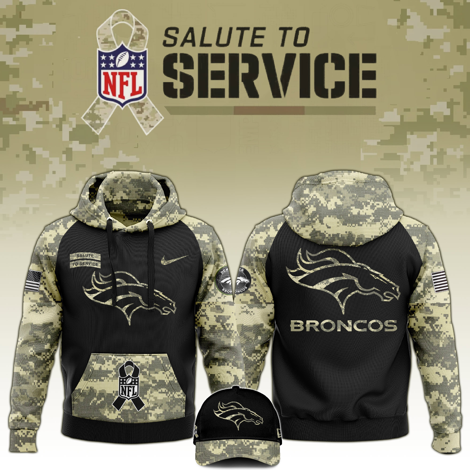 Denver Broncos Veterans Day Hoodie - Famjoys Denver Broncos Veterans Day Hoodie - Famjoys