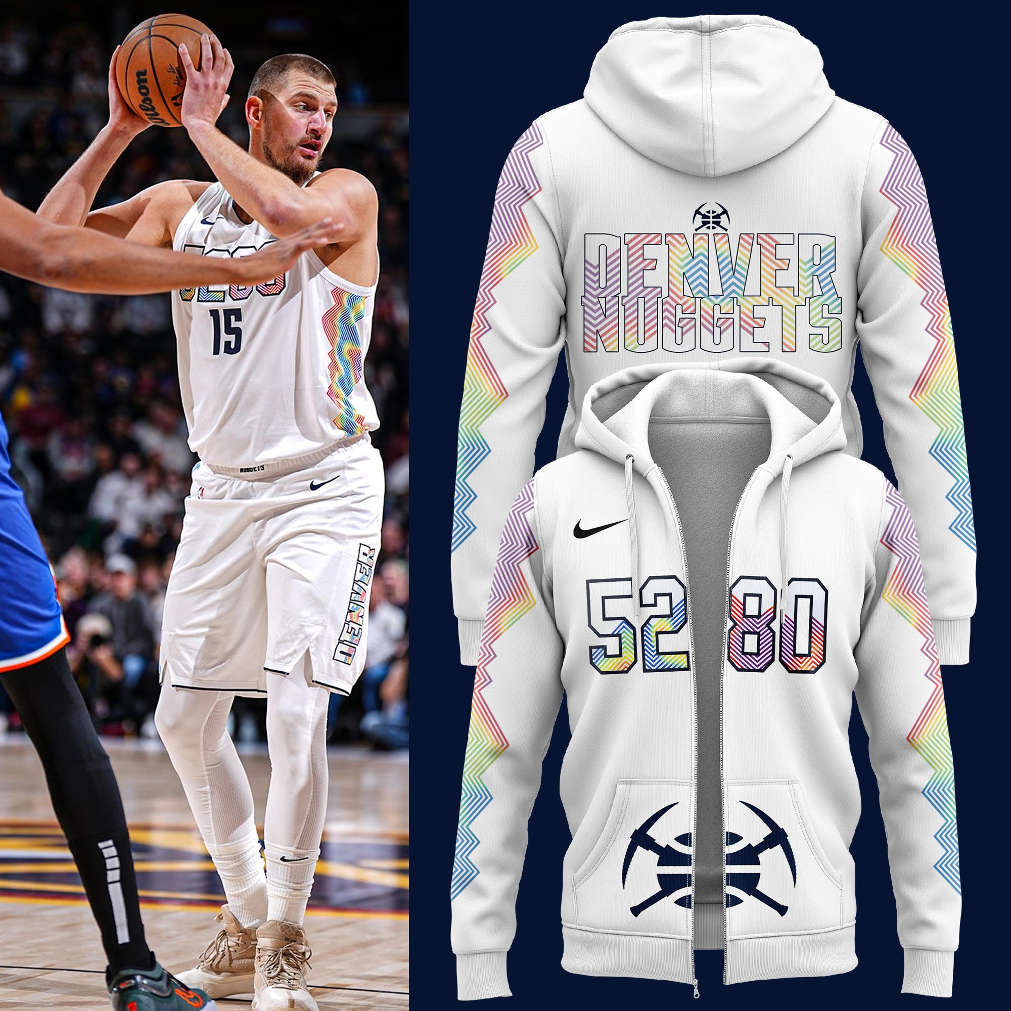 Denver Nuggets City Edition Swingman Zip Hoodie - Famjoys Denver Nuggets City Edition Swingman Zip Hoodie - Famjoys