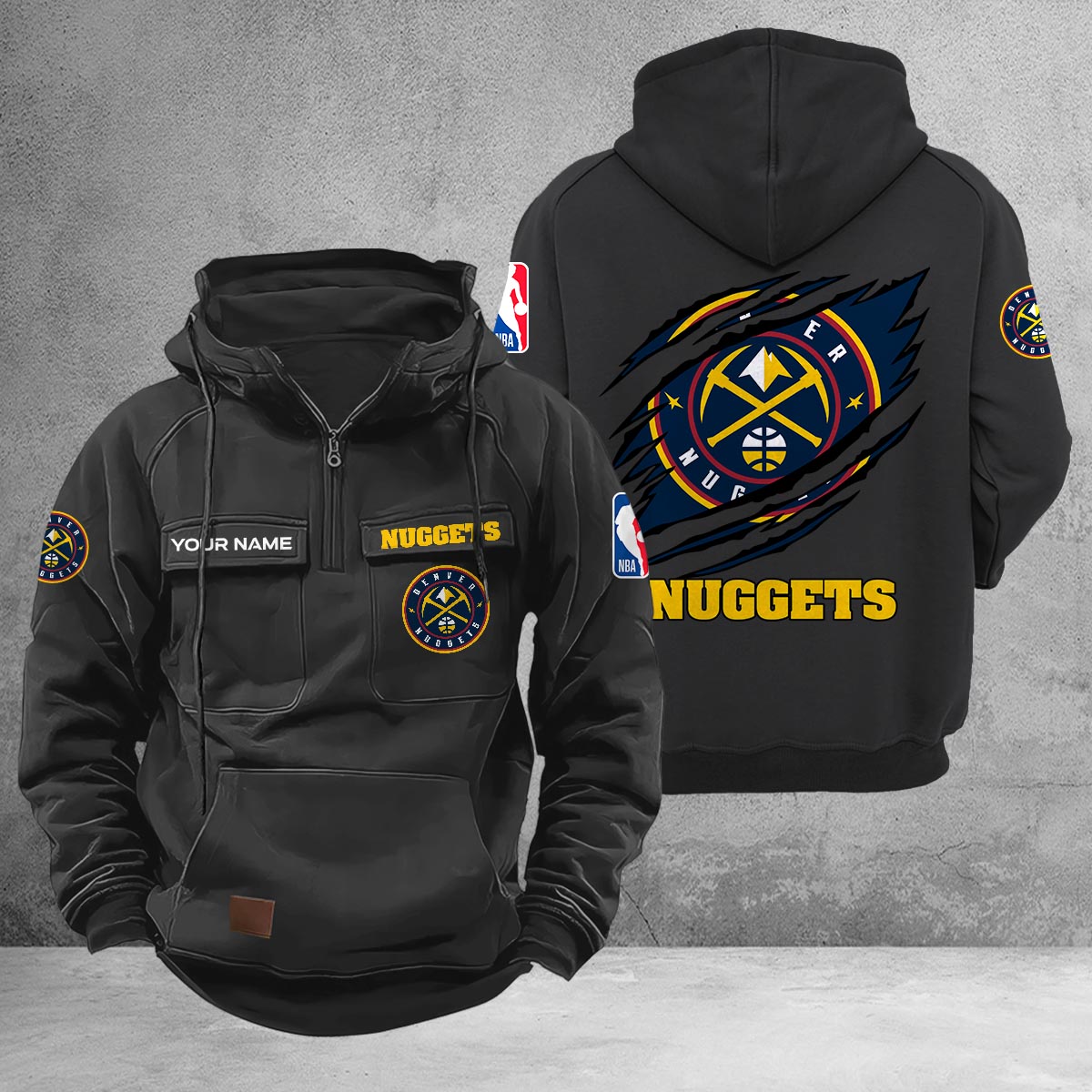 Denver Nuggets Multi-Pockets Zip-Up Hoodie - Famjoys Denver Nuggets Multi-Pockets Zip-Up Hoodie - Famjoys