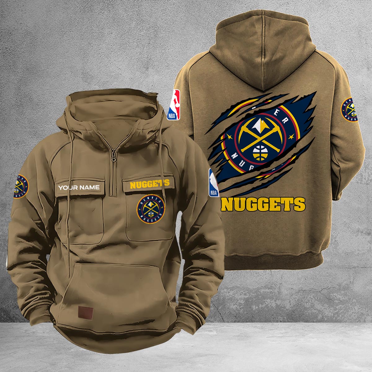Denver Nuggets Multi-Pockets Zip-Up Hoodie - Famjoys Denver Nuggets Multi-Pockets Zip-Up Hoodie - Famjoys
