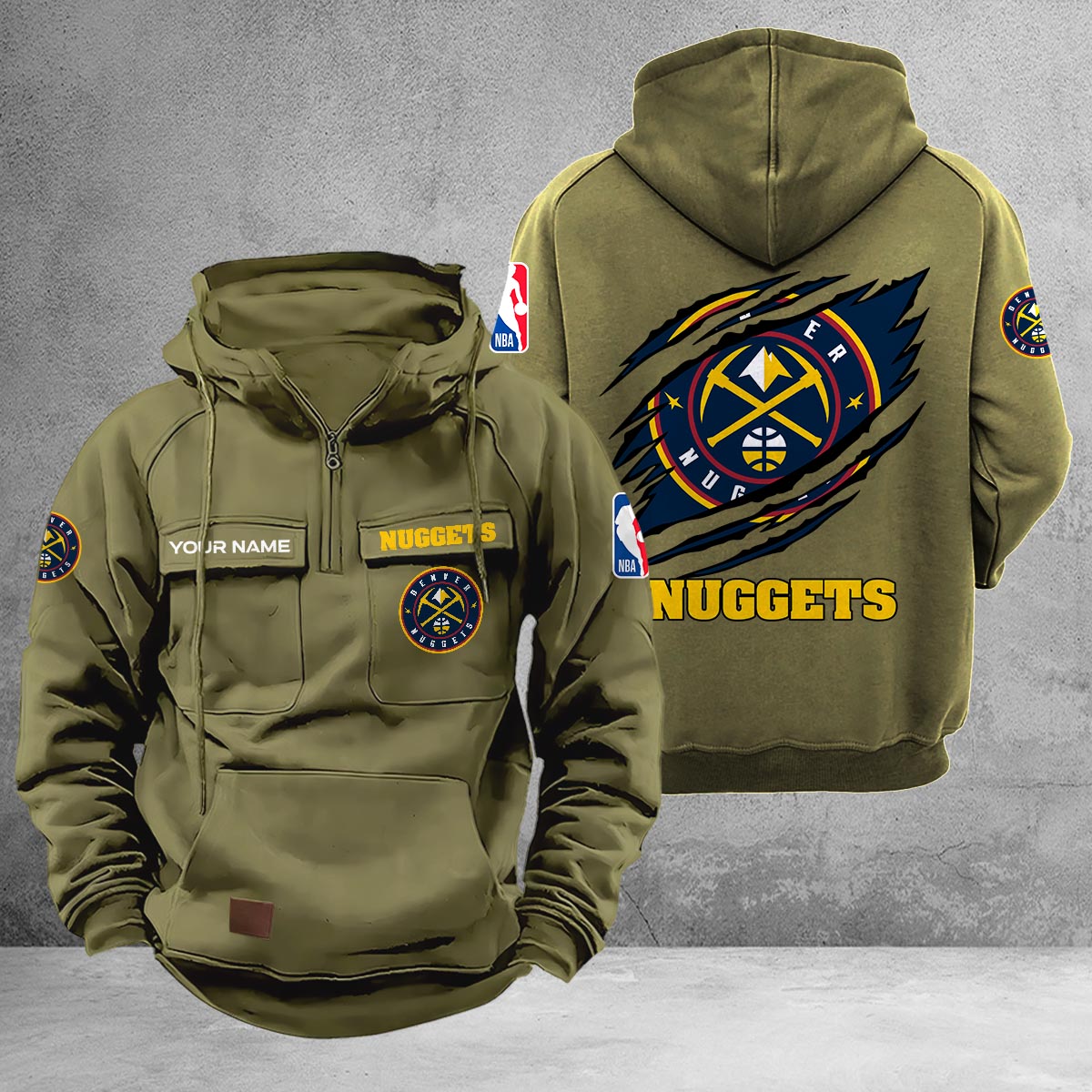 Denver Nuggets Multi-Pockets Zip-Up Hoodie - Famjoys Denver Nuggets Multi-Pockets Zip-Up Hoodie - Famjoys