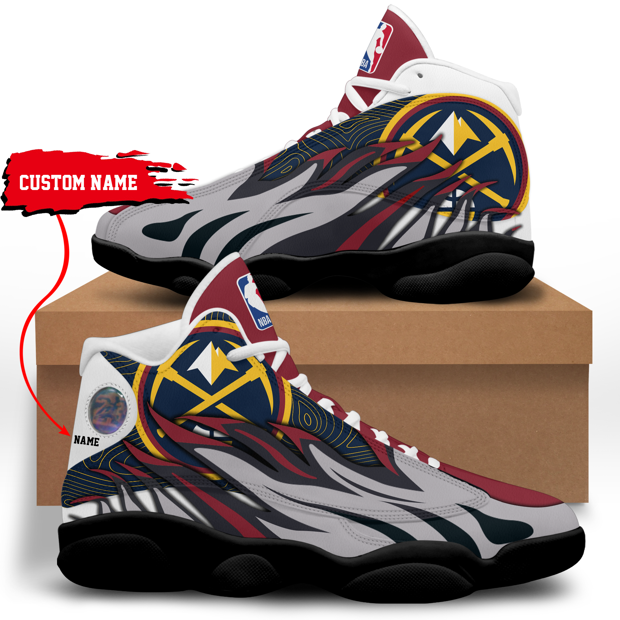 Denver Nuggets NBA Playoff Sneakers AJ13 - Famjoys Denver Nuggets NBA Playoff Sneakers AJ13 - Famjoys