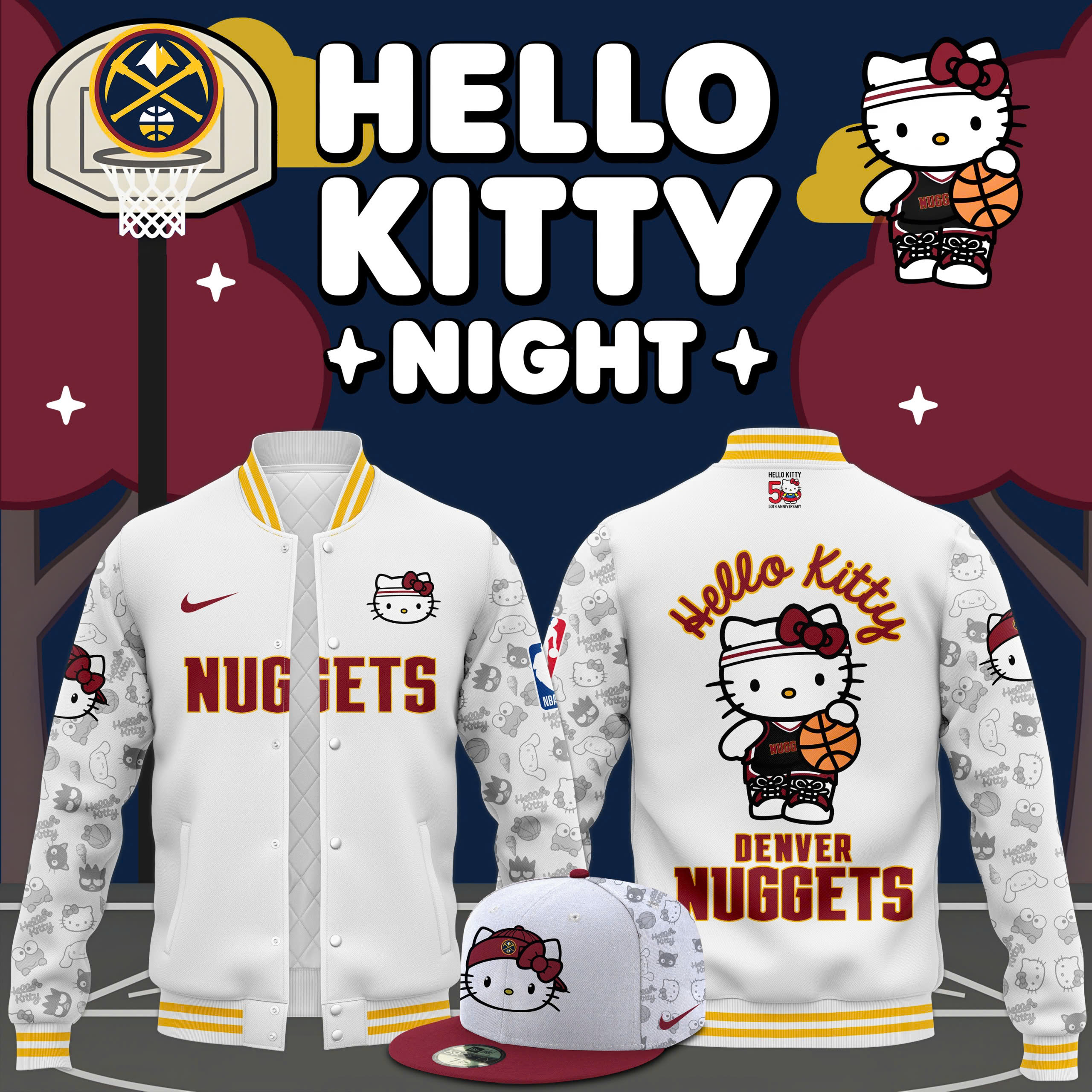 Denver Nuggets Night Premium Bomber Jacket - Famjoys Denver Nuggets Night Premium Bomber Jacket - Famjoys