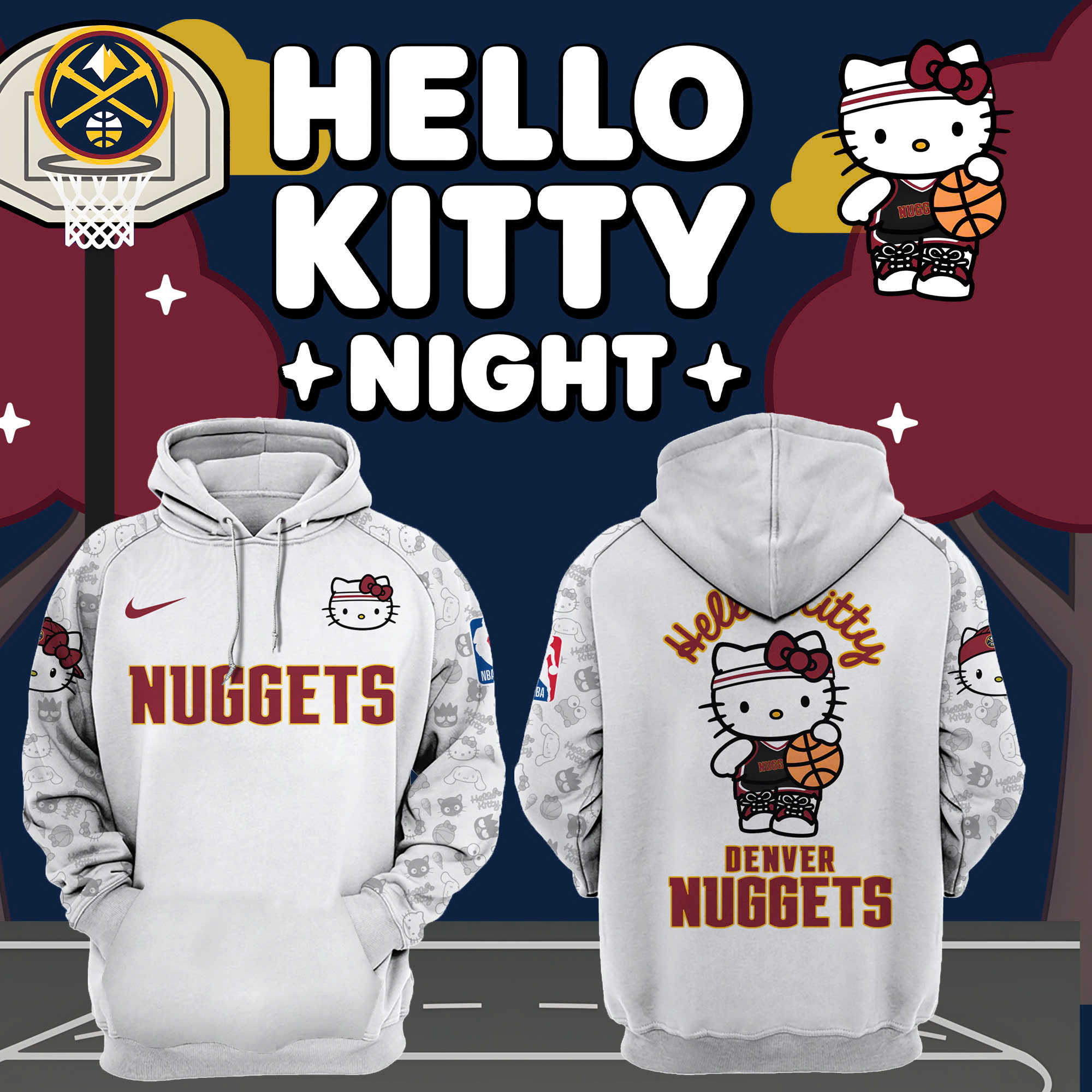 Denver Nuggets Night Premium Pullover Hoodie - Famjoys Denver Nuggets Night Premium Pullover Hoodie - Famjoys