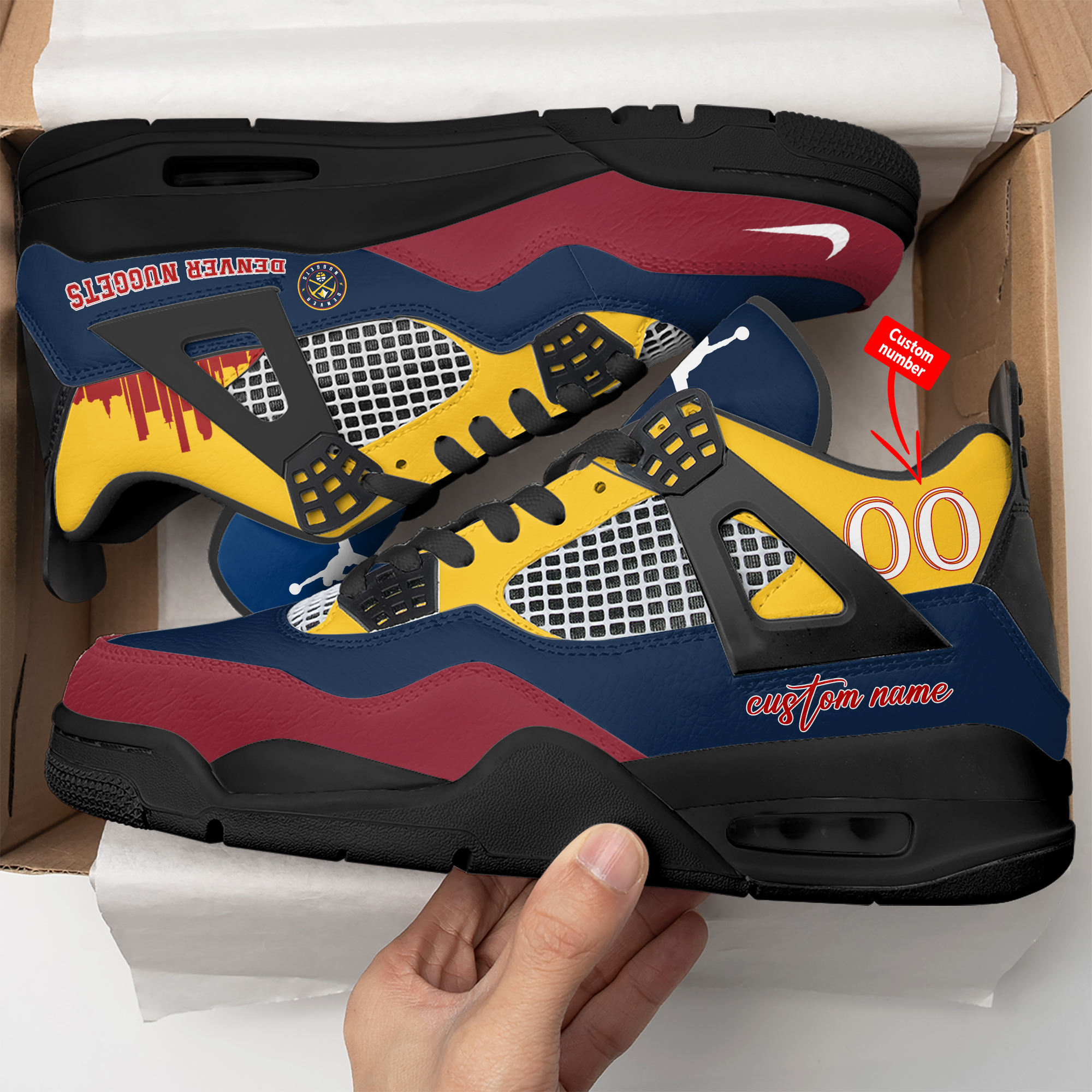 DENVER NUGGETS Personalized Name And Number Shoes - Famjoys DENVER NUGGETS Personalized Name And Number Shoes - Famjoys