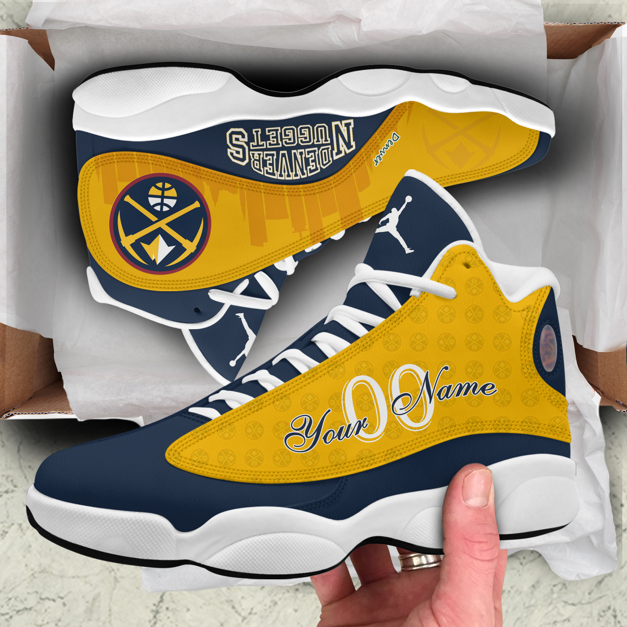 DENVER NUGGETS Personalized Name And Number Shoes - Famjoys DENVER NUGGETS Personalized Name And Number Shoes - Famjoys