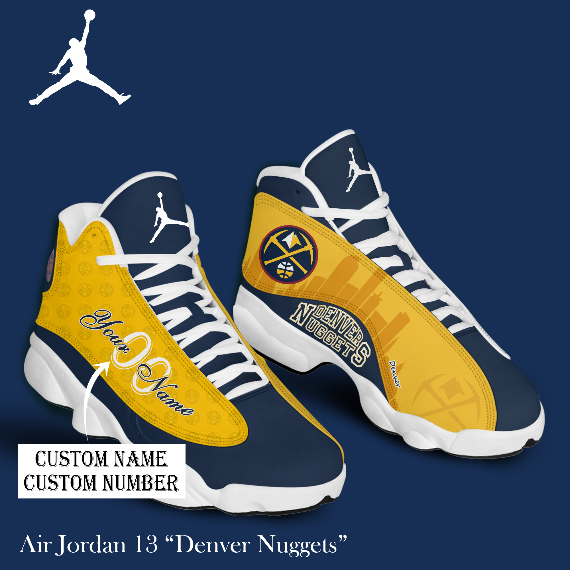 DENVER NUGGETS Personalized Name And Number Shoes - Famjoys DENVER NUGGETS Personalized Name And Number Shoes - Famjoys