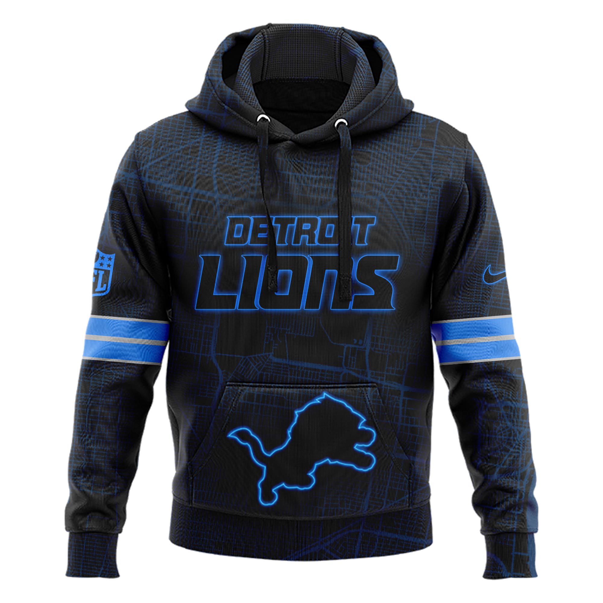 Detrois Lions Back In Black Hoodie s V2 - Famjoys Detrois Lions Back In Black Hoodie s V2 - Famjoys