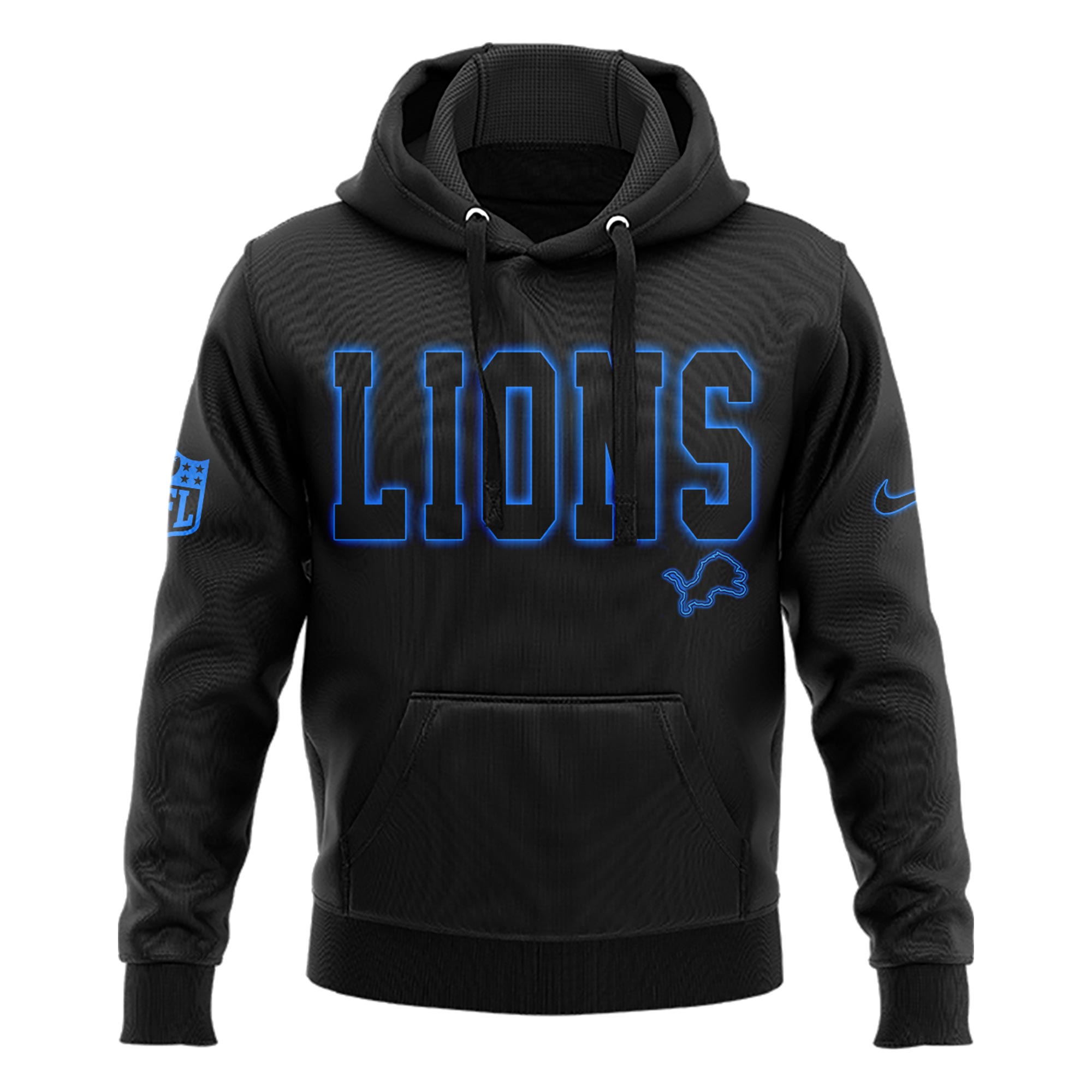 Detrois Lions Back In Black Hoodie s V4 - Famjoys Detrois Lions Back In Black Hoodie s V4 - Famjoys