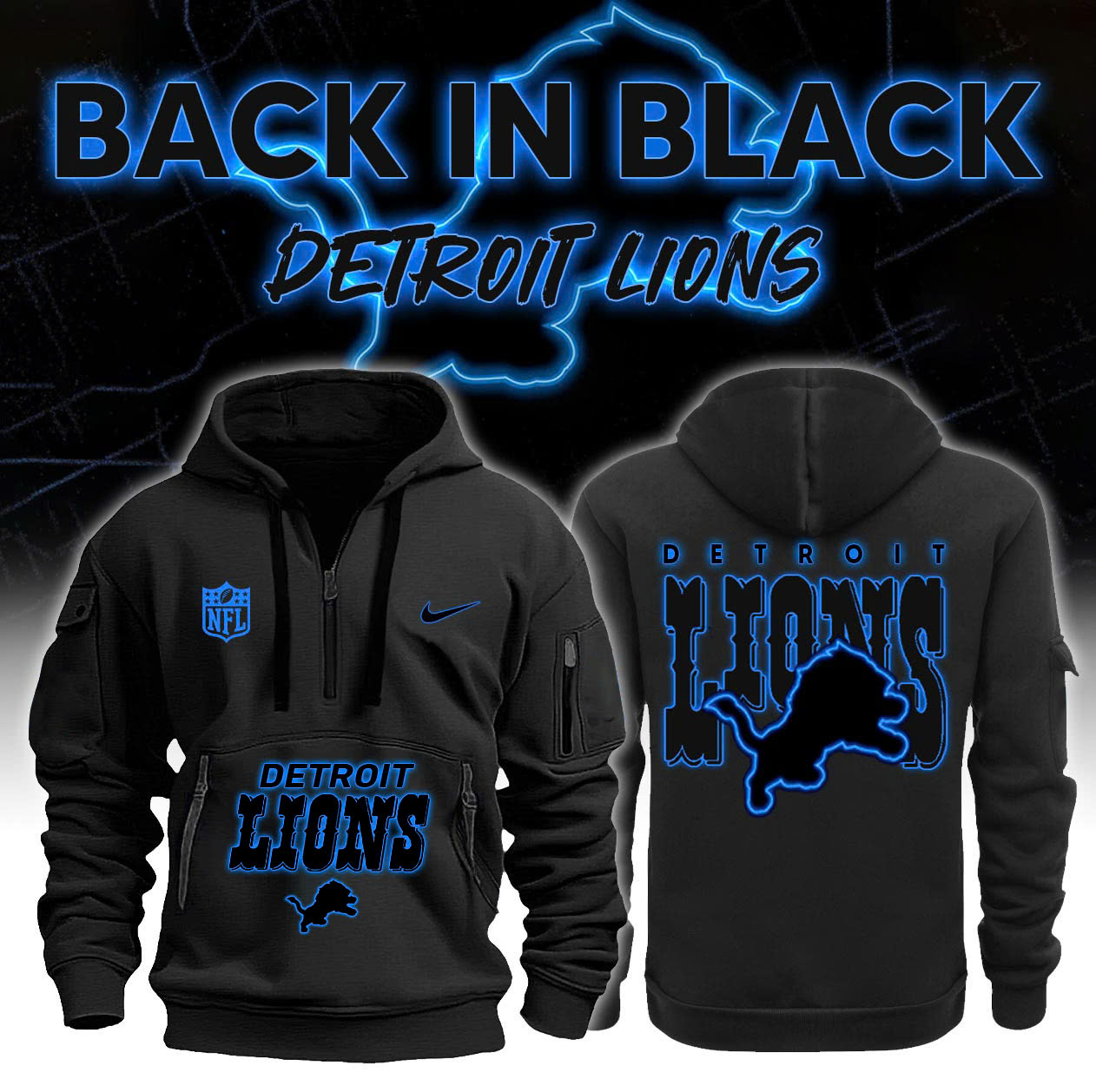 Detrois Lions Back In Black New Hoodie s V11 - Famjoys Detrois Lions Back In Black New Hoodie s V11 - Famjoys