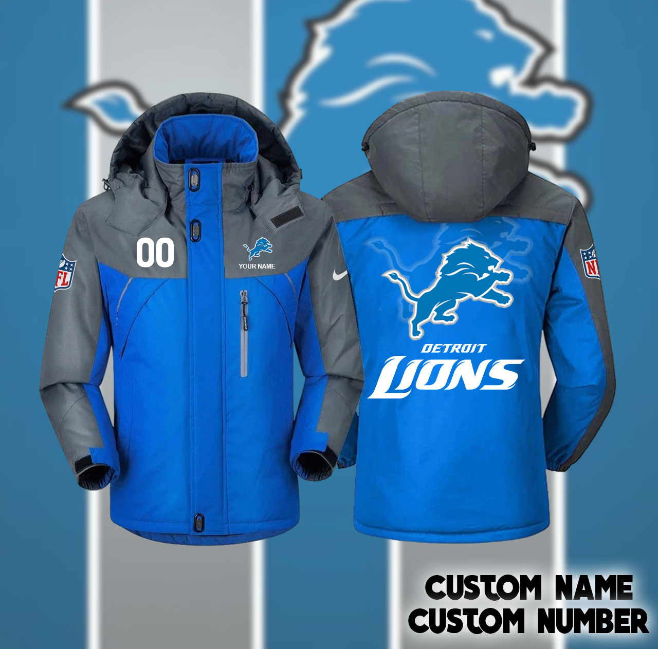 Detroit Lion Interchange Jacket Personalized - Famjoys Detroit Lion Interchange Jacket Personalized - Famjoys