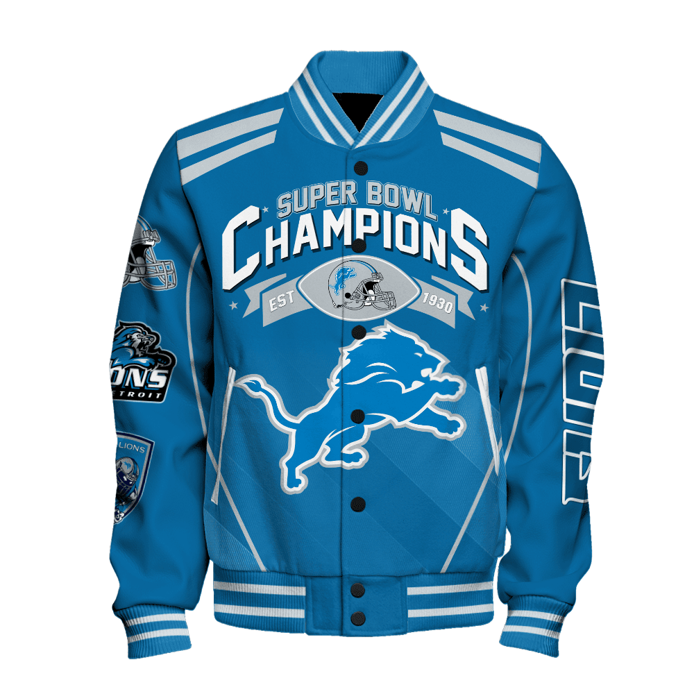 Detroit Lions 1X Super Bowl Champions Varsity Jacket - Famjoys Detroit Lions 1X Super Bowl Champions Varsity Jacket - Famjoys