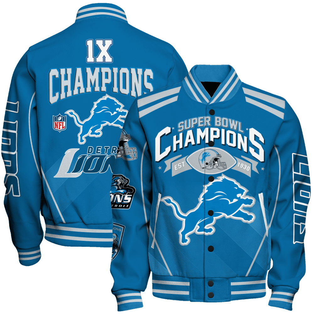 Detroit Lions 1X Super Bowl Champions Varsity Jacket - Famjoys Detroit Lions 1X Super Bowl Champions Varsity Jacket - Famjoys