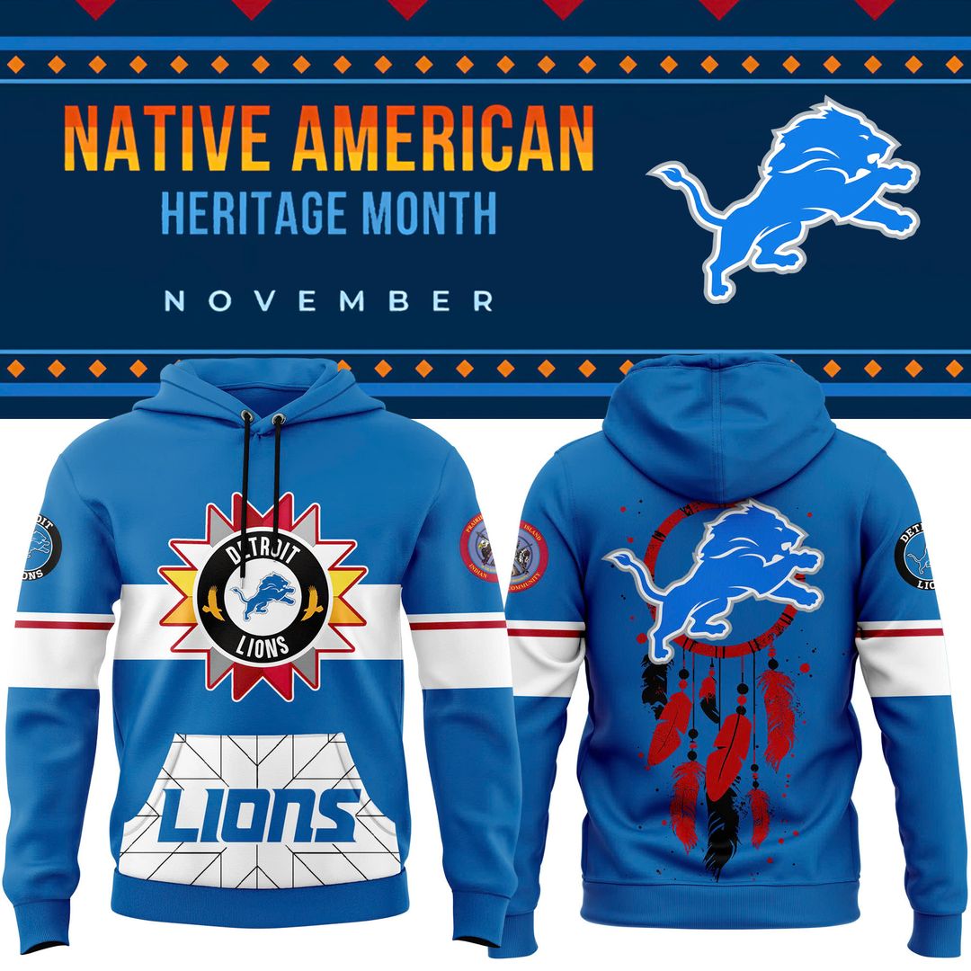 Detroit Lions 2024 Native American Heritage Month Premium Pullover Hoodie - Famjoys Detroit Lions 2024 Native American Heritage Month Premium Pullover Hoodie - Famjoys