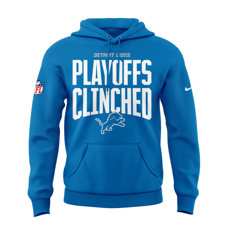Detroit Lions 2024 Playoffs Clinched Black Hoodie gift for fans - Famjoys Detroit Lions 2024 Playoffs Clinched Black Hoodie gift for fans - Famjoys