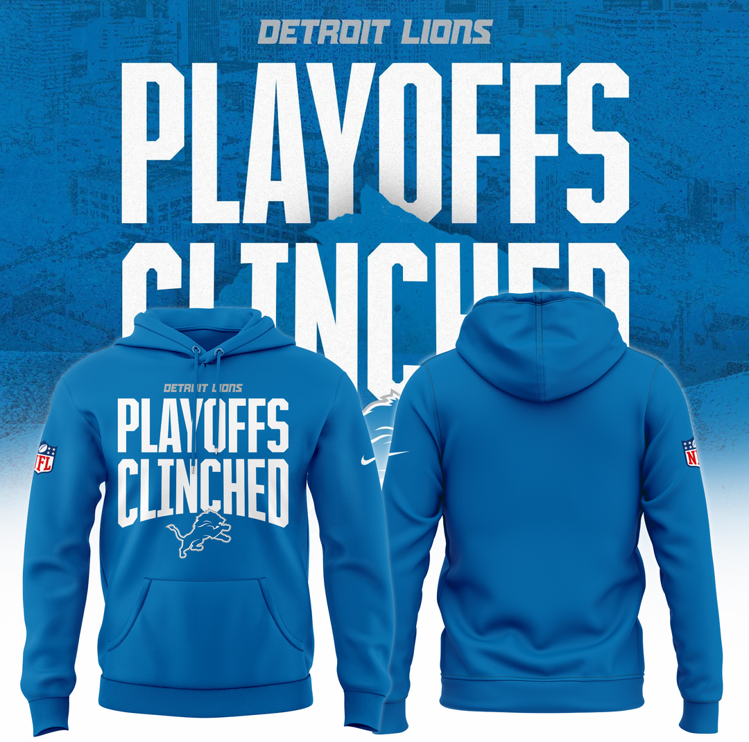 Detroit Lions 2024 Playoffs Clinched Black Hoodie gift for fans - Famjoys Detroit Lions 2024 Playoffs Clinched Black Hoodie gift for fans - Famjoys