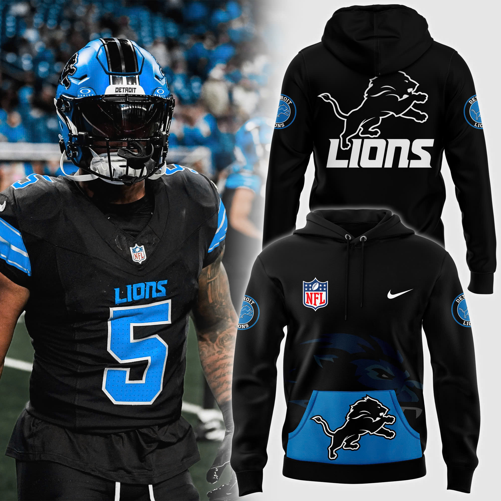 Detroit Lions Alternate Helmet Pullover Hoodie - Famjoys Detroit Lions Alternate Helmet Pullover Hoodie - Famjoys