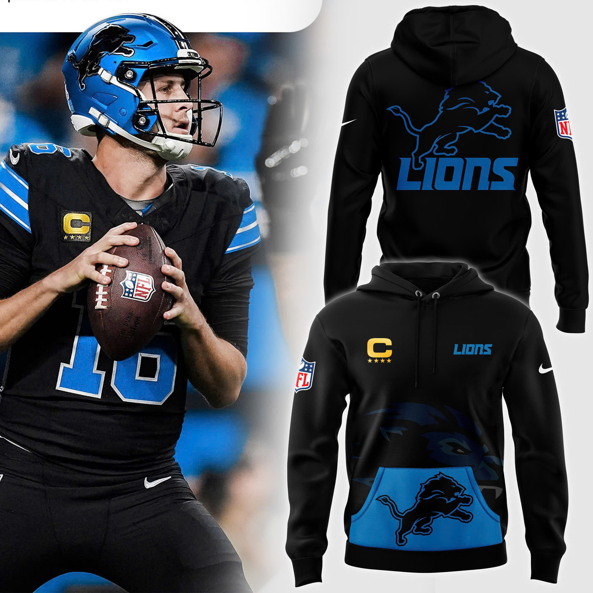 Detroit Lions Alternate Helmet Pullover Hoodie V2 - Famjoys Detroit Lions Alternate Helmet Pullover Hoodie V2 - Famjoys