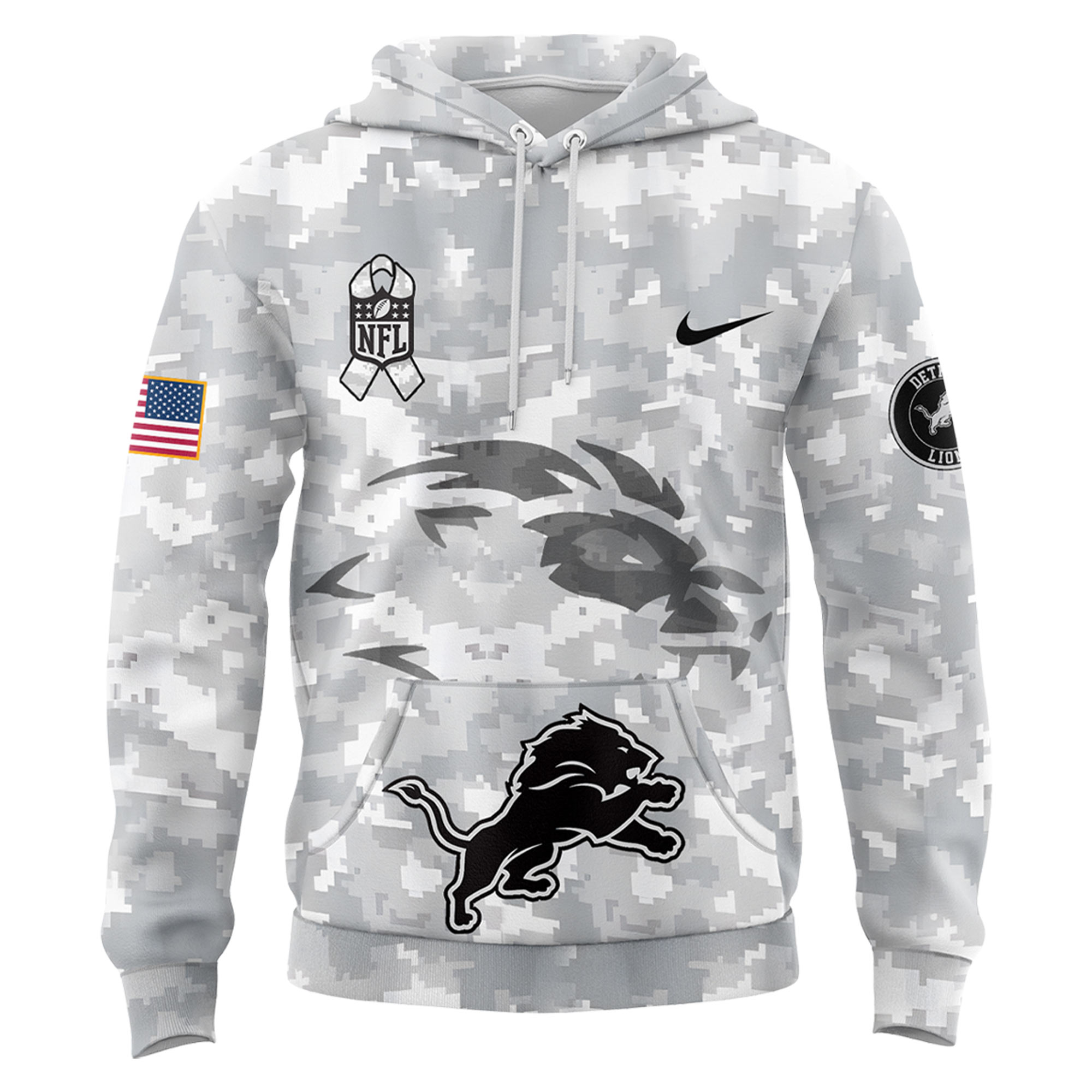 Detroit Lions Arctic Camo Salute to Service Club Fleece Pullover Hoodie - Famjoys Detroit Lions Arctic Camo Salute to Service Club Fleece Pullover Hoodie - Famjoys