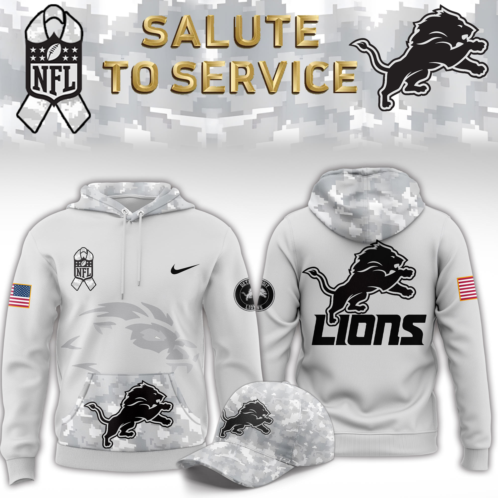 Detroit Lions Arctic Camo Salute to Service Club Fleece Pullover Hoodie Ver 2 - Famjoys Detroit Lions Arctic Camo Salute to Service Club Fleece Pullover Hoodie Ver 2 - Famjoys