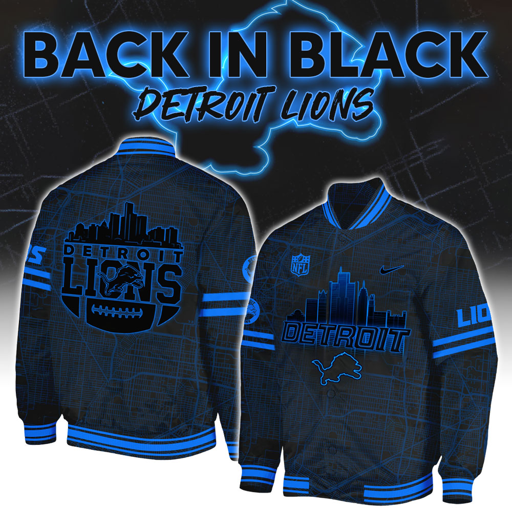 Detroit Lions Back In Black Bomber v2 - Famjoys Detroit Lions Back In Black Bomber v2 - Famjoys