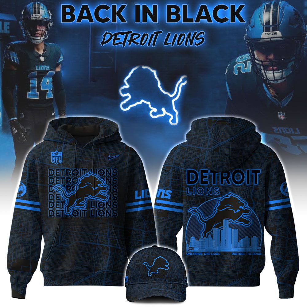 Detroit Lions Back In Black Hoodie 2024 - Famjoys Detroit Lions Back In Black Hoodie 2024 - Famjoys