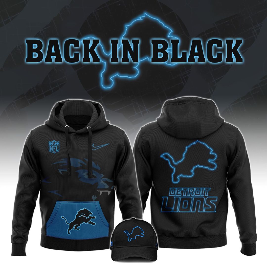 Detroit Lions Back In Black Hoodie 2024 - Famjoys Detroit Lions Back In Black Hoodie 2024 - Famjoys