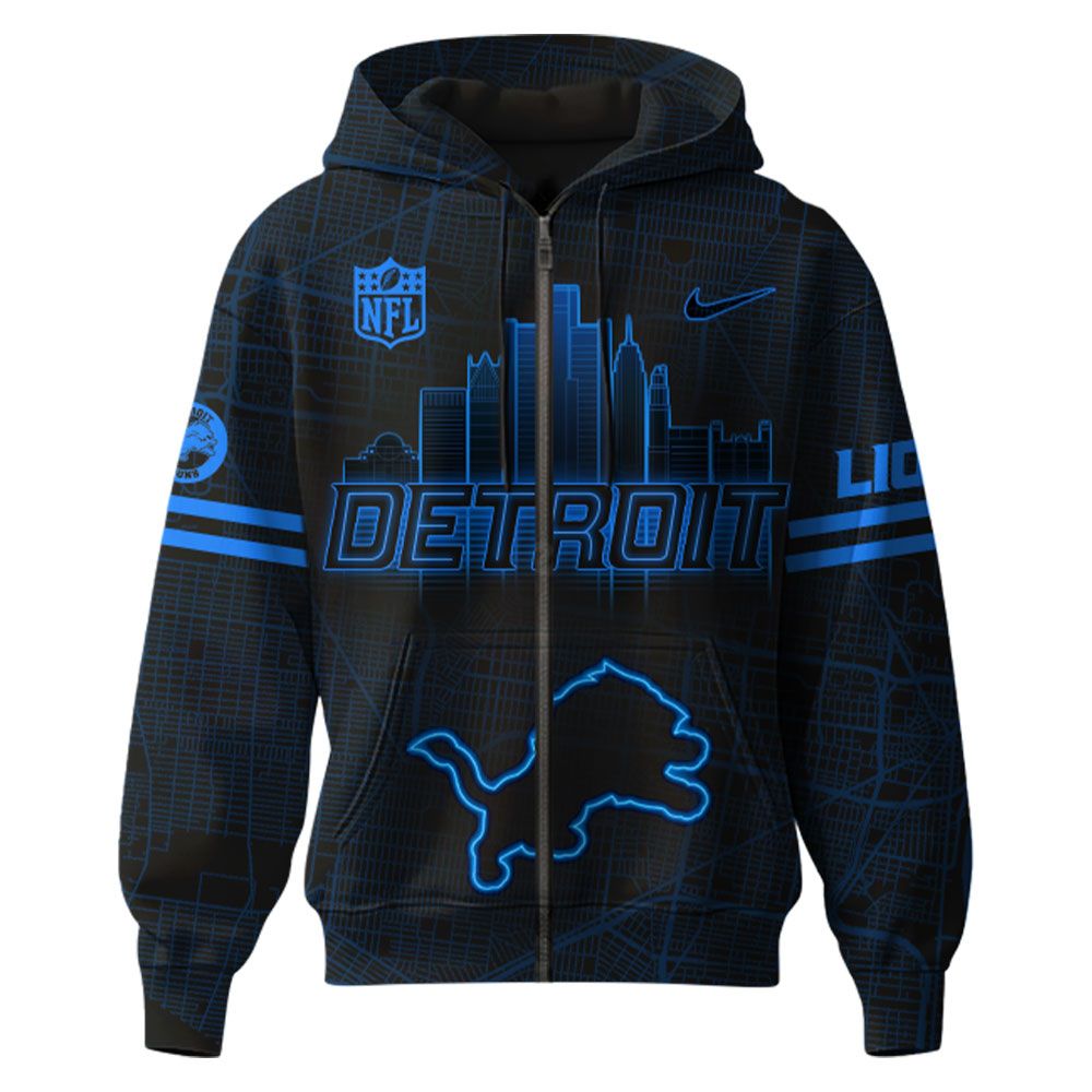 Detroit Lions Back In Black Zip Hoodie 2024 - Famjoys Detroit Lions Back In Black Zip Hoodie 2024 - Famjoys