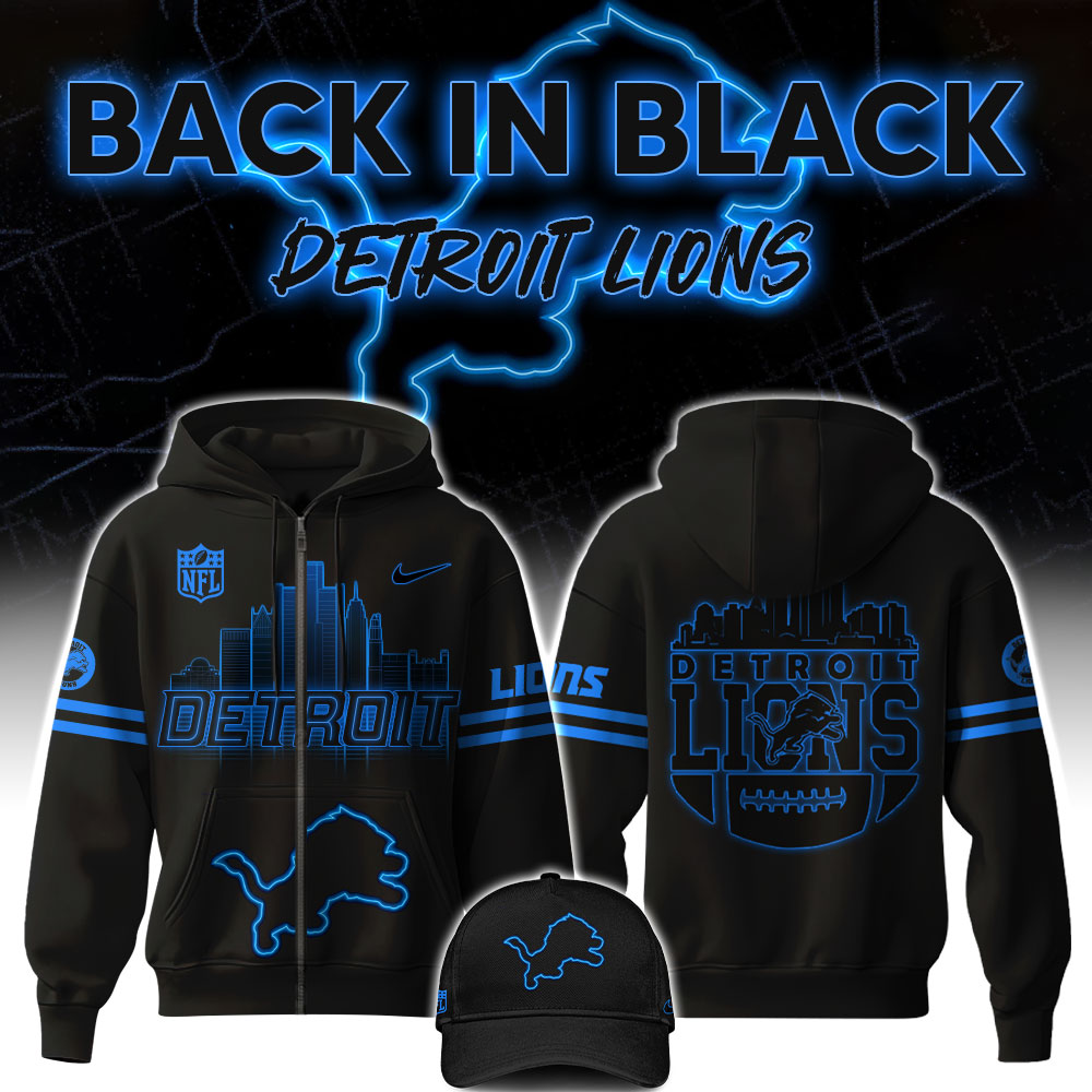 Detroit Lions Back In Black Zip Hoodie v1 - Famjoys Detroit Lions Back In Black Zip Hoodie v1 - Famjoys