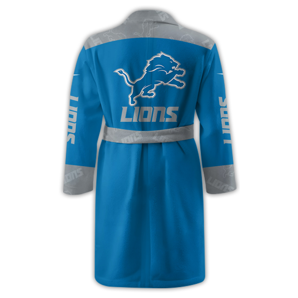 Detroit Lions Bathrobe Luxurious Comfort Meets Sporty Style - Famjoys Detroit Lions Bathrobe Luxurious Comfort Meets Sporty Style - Famjoys