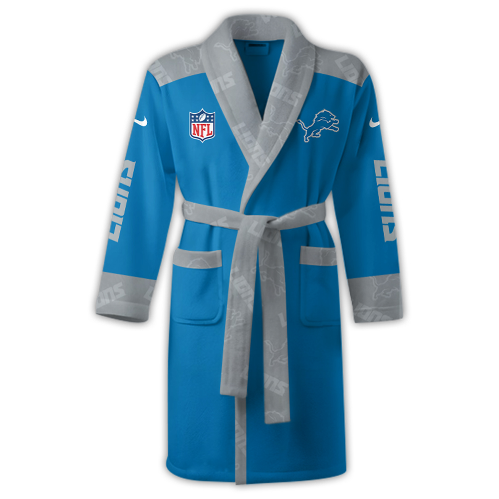 Detroit Lions Bathrobe Luxurious Comfort Meets Sporty Style - Famjoys Detroit Lions Bathrobe Luxurious Comfort Meets Sporty Style - Famjoys
