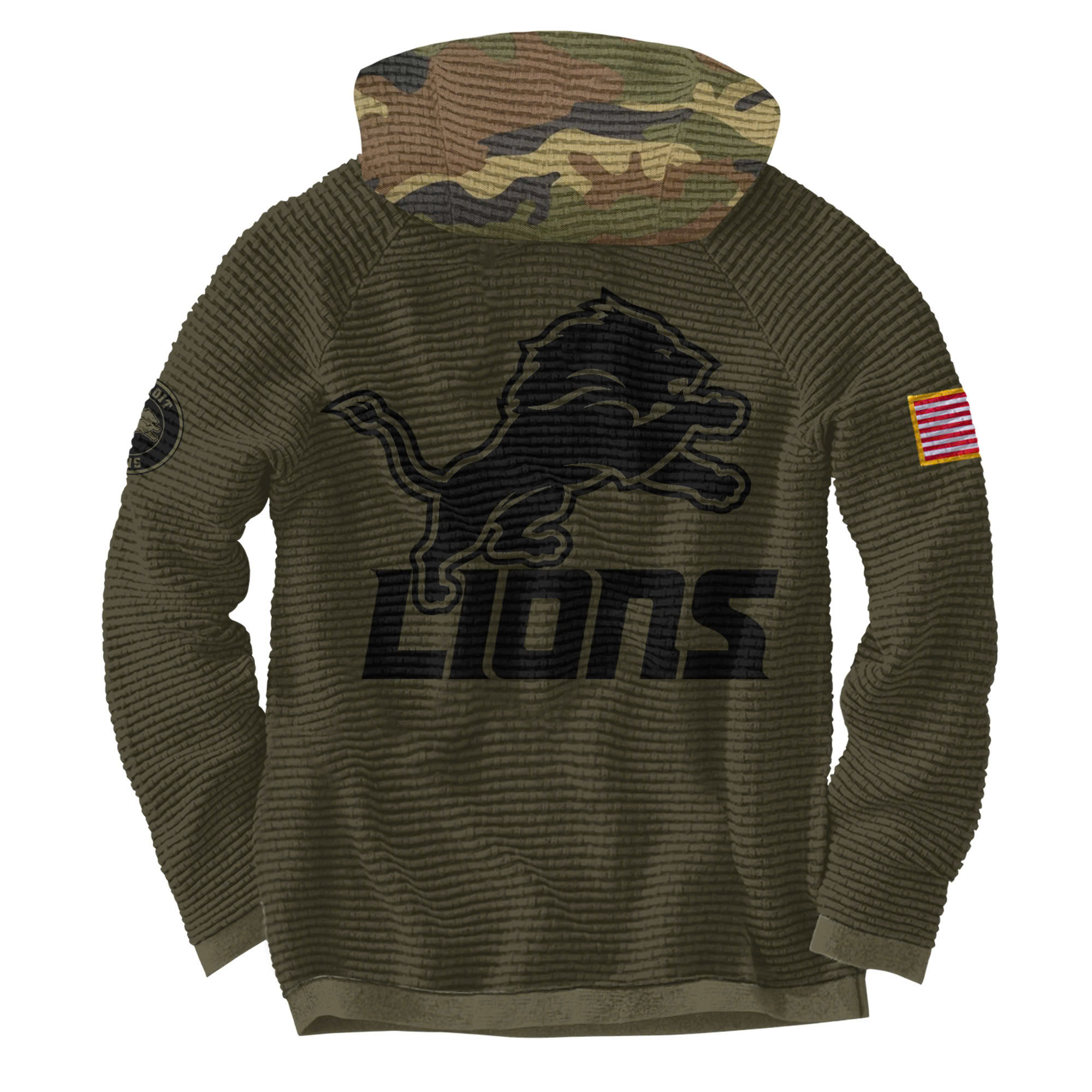 Detroit Lions Camo Salute to Service Waffle Hoodie - Famjoys Detroit Lions Camo Salute to Service Waffle Hoodie - Famjoys