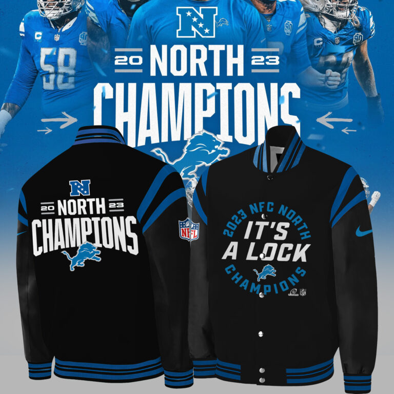 Detroit Lions Champs NFC North Bomber jacket - Famjoys Detroit Lions Champs NFC North Bomber jacket - Famjoys