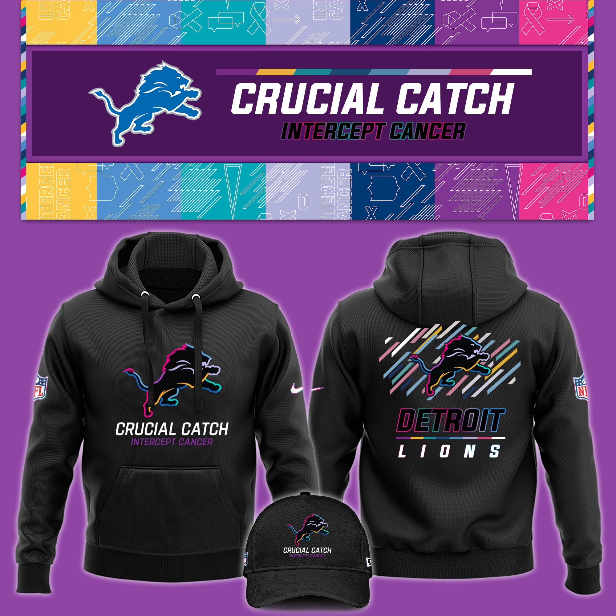 Detroit Lions Crucial Catch Hoodie - Famjoys Detroit Lions Crucial Catch Hoodie - Famjoys