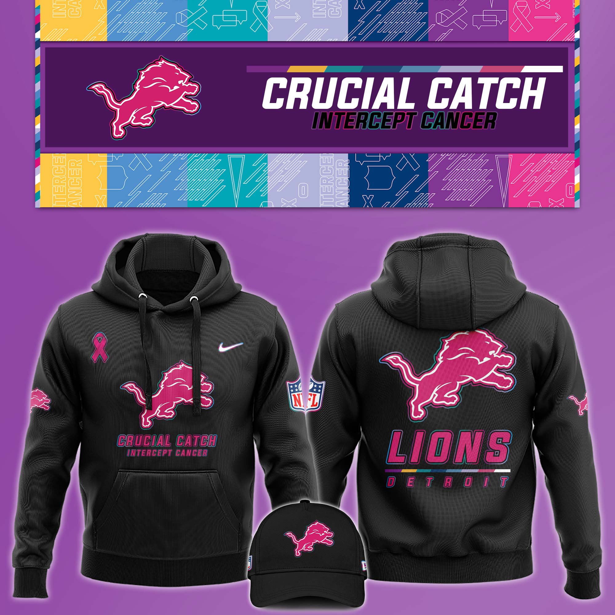 Detroit Lions Crucial Catch Hoodie V2 - Famjoys Detroit Lions Crucial Catch Hoodie V2 - Famjoys