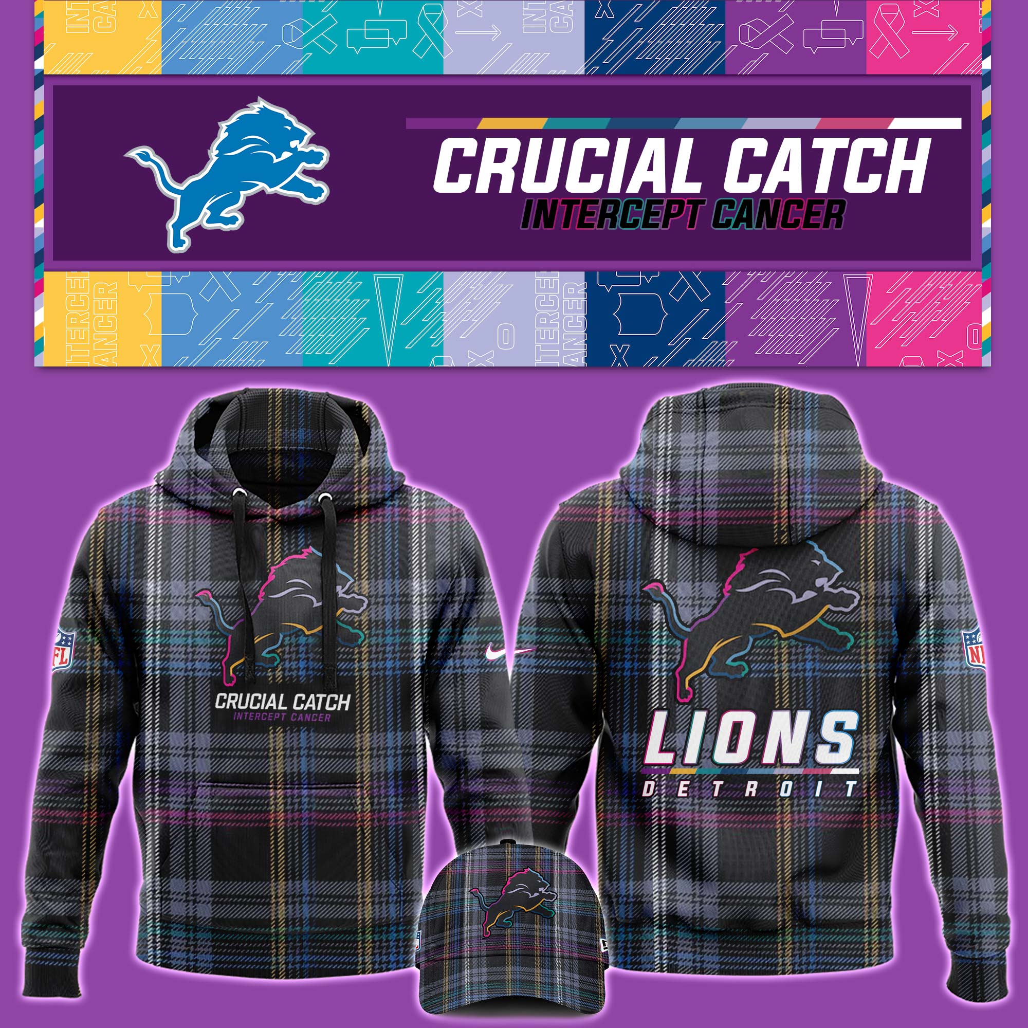 Detroit Lions Crucial Catch Hoodie V2 - Famjoys Detroit Lions Crucial Catch Hoodie V2 - Famjoys