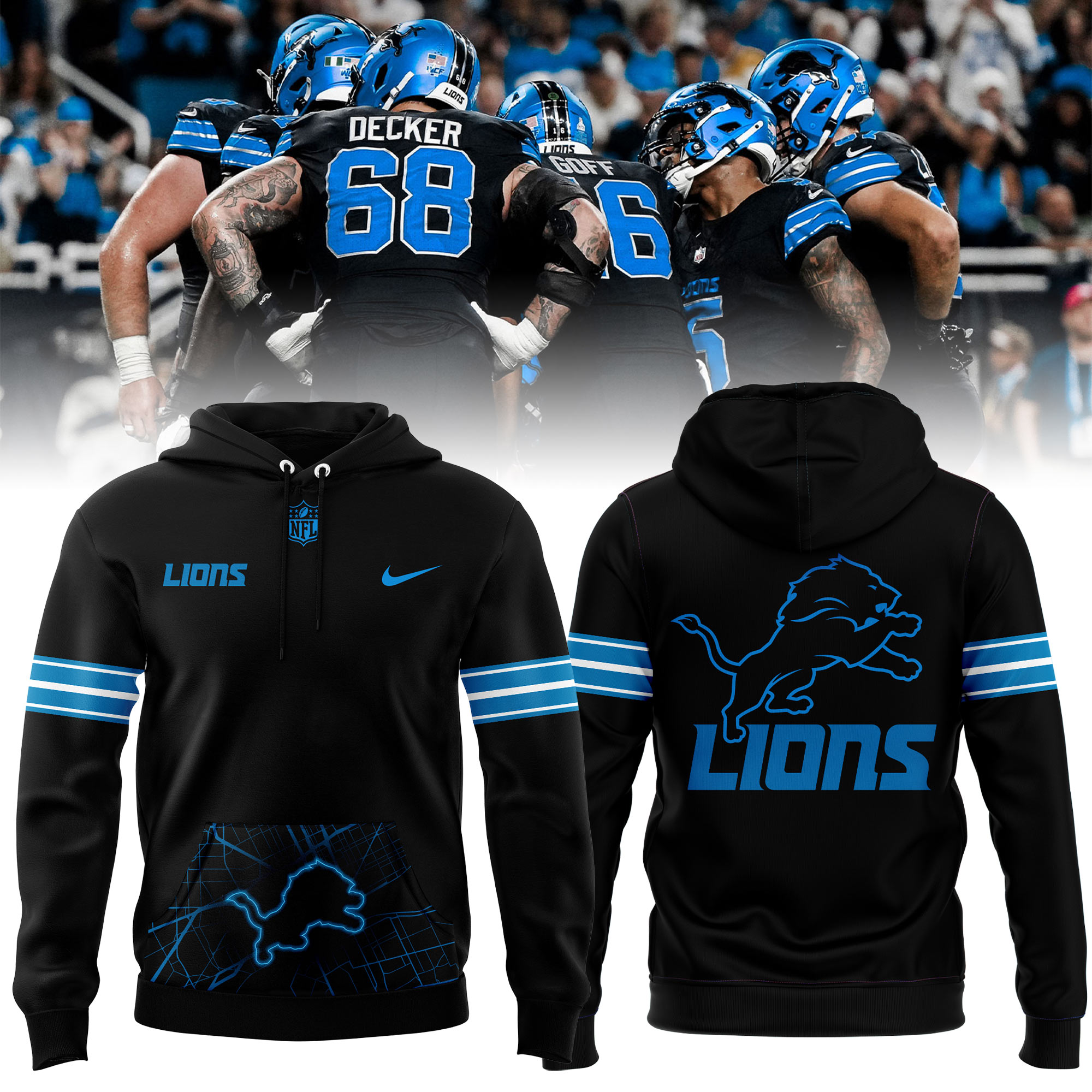 Detroit Lions Dark Knights Hoodie - Famjoys Detroit Lions Dark Knights Hoodie - Famjoys