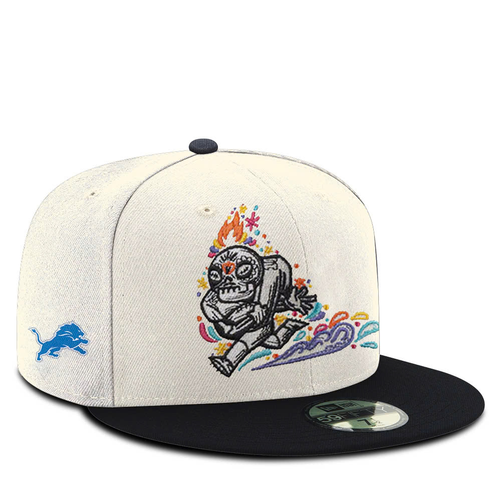 Detroit Lions Dia De Los Muertos Premium Snapback Hat - Famjoys Detroit Lions Dia De Los Muertos Premium Snapback Hat - Famjoys