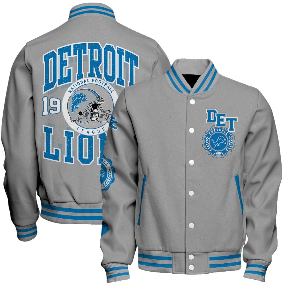 Detroit Lions - Feel The Power Unisex Varsity Jacket - Famjoys Detroit Lions - Feel The Power Unisex Varsity Jacket - Famjoys