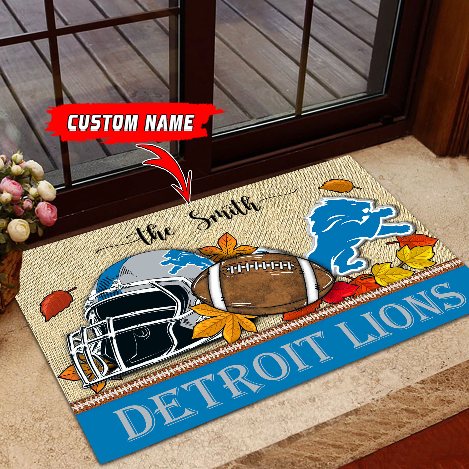 Detroit Lions Football Doormat - Famjoys Detroit Lions Football Doormat - Famjoys