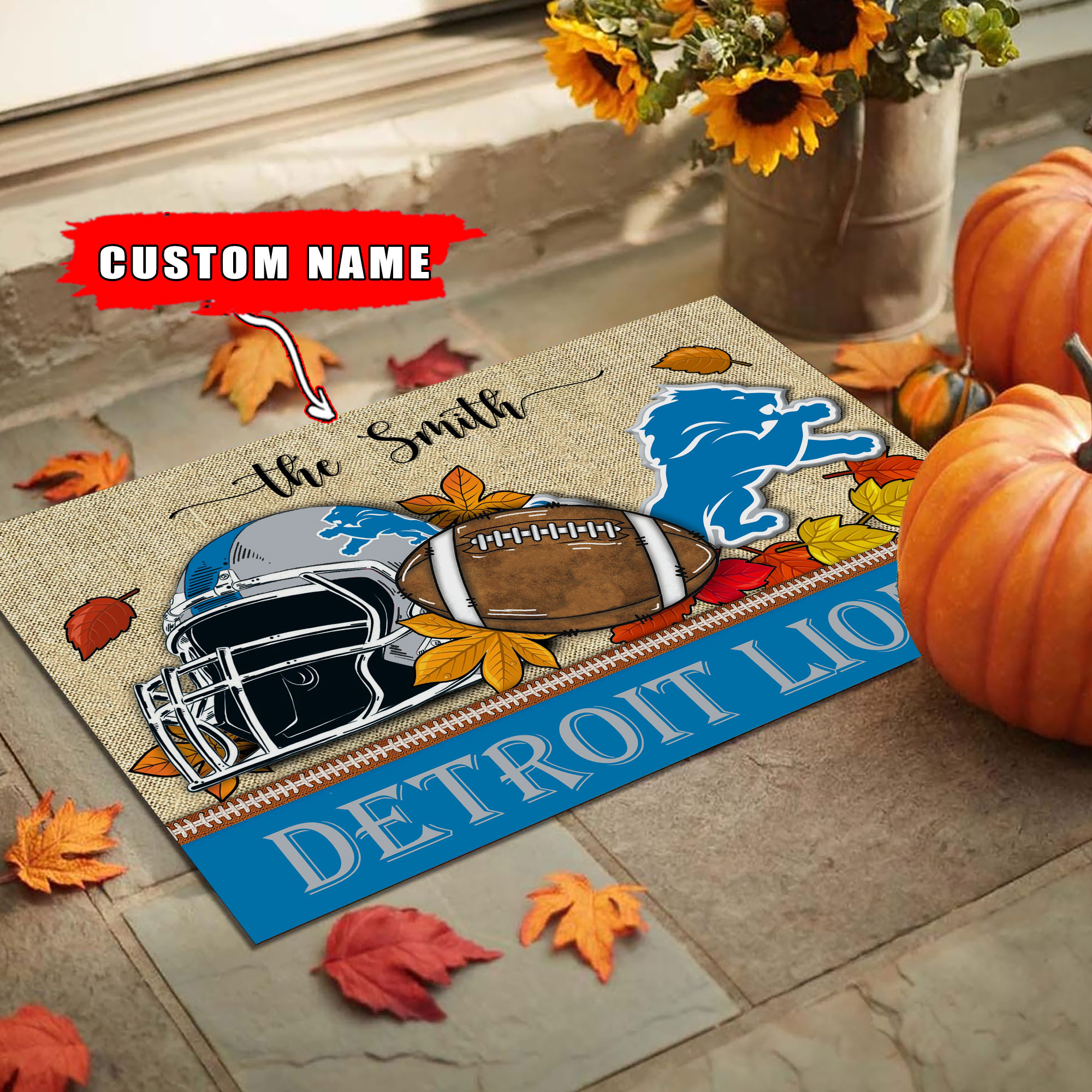 Detroit Lions Football Doormat - Famjoys Detroit Lions Football Doormat - Famjoys